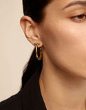 Spanish 925 Silver 14k Pin Stud Semicircle Earrings
