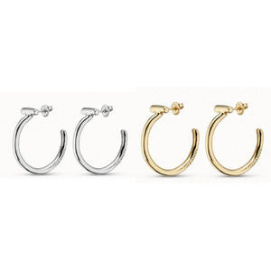 Spanish 925 Silver 14k Pin Stud Semicircle Earrings