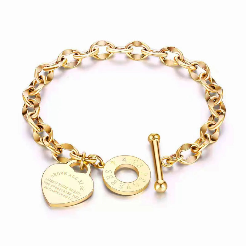 Stainless Steel Love Heart Bracelets For Women Gift