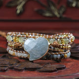 Weaving Friendship Amazonite Stone Heart Charm Bracelet for Women