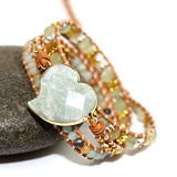 Weaving Friendship Amazonite Stone Heart Charm Bracelet for Women
