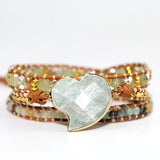 Weaving Friendship Amazonite Stone Heart Charm Bracelet for Women