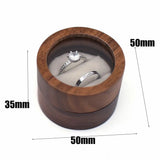 Wooden Round Ring Storage Box Jewelry Holder