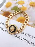 Alloy Lion Head Braided Bracelet for Men and Women