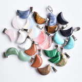 24pcs Natural Stone Crescent Moon Charms Pendants for DIY Jewelry