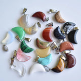 50pcs/lot Natural Stone Crescent Moon Charms Pendants for DIY Jewelry
