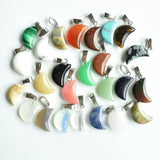 50pcs/lot Natural Stone Crescent Moon Charms Pendants for DIY Jewelry