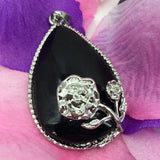 Stone Carnelian Agate Teardrop Pendant 32x49mm Silver Flower Wire Winding