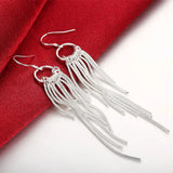925 Stamped Silver Tassel Earrings for Women Wedding Party Jewelry