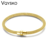 Stainless Steel Cable Mesh Bracelet Bangle with Magnet Clasp