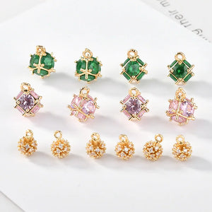 Copper/Zircon Geometric Charms DIY Jewelry Earrings/Necklace Pendant