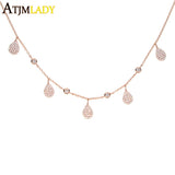 925 Silver CZ Charm Link Chain Women Necklace
