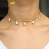 925 Silver CZ Charm Link Chain Women Necklace
