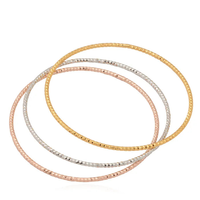 Romantic Bracelet - Gorgeous Geometric Waves Triple Bangle - Big Size