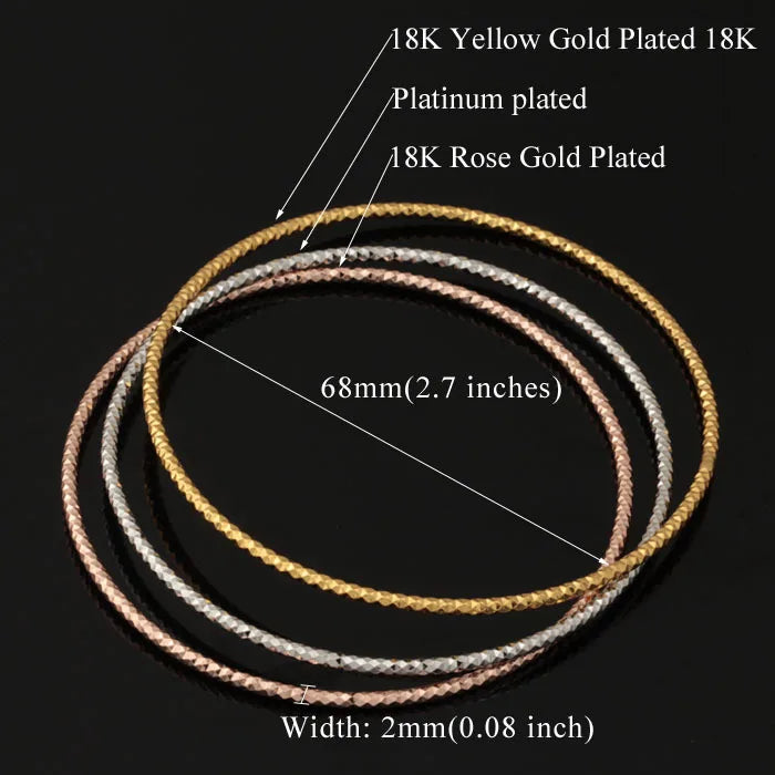 Romantic Bracelet - Gorgeous Geometric Waves Triple Bangle - Big Size