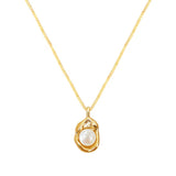 18k Peanut Pearl Pendant Necklace with Shell Collarbone Chain