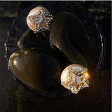 Vintage Zircon Star Pearl Earrings for Women
