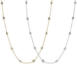 925 Silver CZ Station Chain Necklace for Women