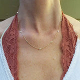 925 Silver CZ Station Chain Necklace for Women