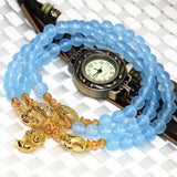Gold Color Chalcedony Bead Bracelets for Women
