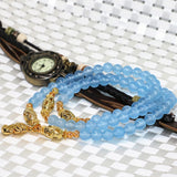 Gold Color Chalcedony Bead Bracelets for Women