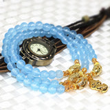 Gold Color Chalcedony Bead Bracelets for Women