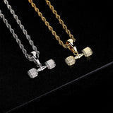 Hip-Hop Copper Pendant Necklace with Zircon Inlay