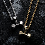 Hip-Hop Copper Pendant Necklace with Zircon Inlay