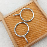 Silver Snake Bone Geometric Round Earrings