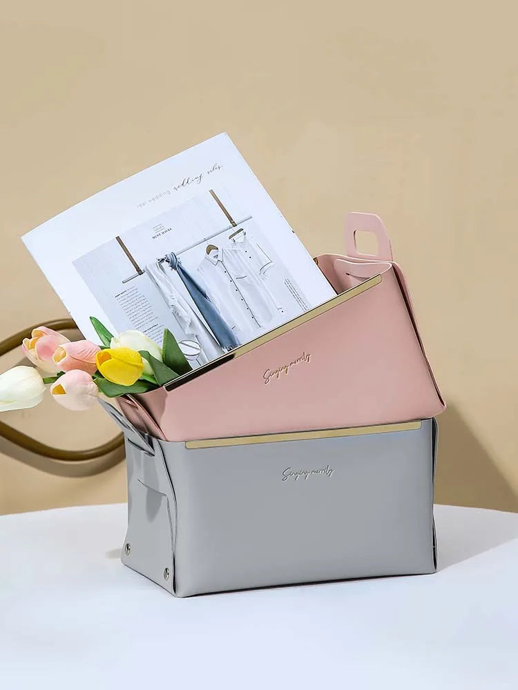 Large Capacity Leather Storage Box Home Decoration Cosmetic Case