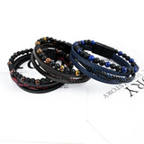 Tiger's Eye Volcanic Stone Leather Bracelet Men's Jewelry