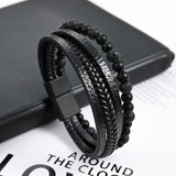 Tiger's Eye Volcanic Stone Leather Bracelet Men's Jewelry
