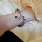 Purple Crystal Zircon Agate Round Bracelet for Girls