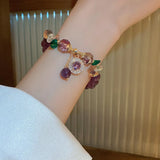 Purple Crystal Zircon Agate Round Bracelet for Girls