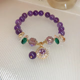 Purple Crystal Zircon Agate Round Bracelet for Girls