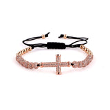 CZ Ball Cross Bracelet Macrame Bangle Women Men Jewelry