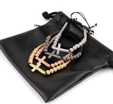 CZ Ball Cross Bracelet Macrame Bangle Women Men Jewelry