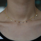 CZ Charm Choker Necklace 925 Sterling Silver Delicate Jewelry