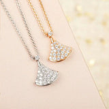 925 Silver Diamond Skirt Necklace Fan Shape Pendant