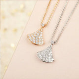 925 Silver Diamond Skirt Necklace Fan Shape Pendant