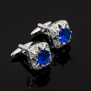 Men's Silvery Hollow Crystal Cufflinks French Shirt Sleeve Cuff Links