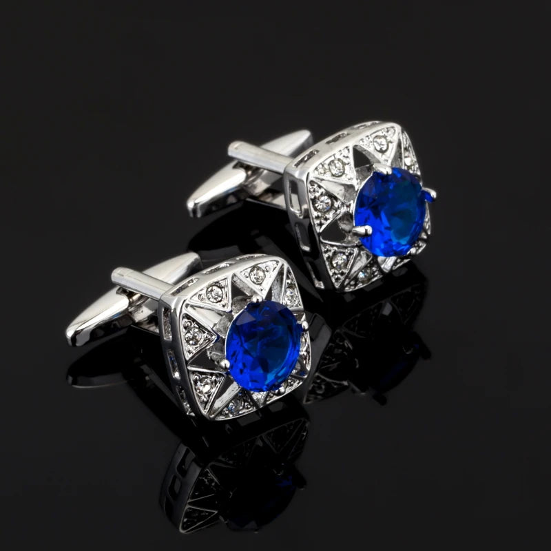 Men's Silvery Hollow Crystal Cufflinks French Shirt Sleeve Cuff Links