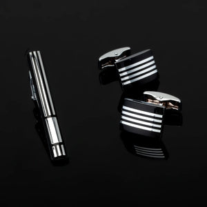 High Men's Shirt Tie Clip Cufflinks Set Glazed Process Business Attire Accessory