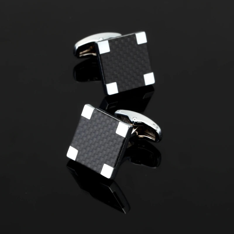 Men's Shirt Cufflinks Carbon Fiber Material 3-Pack