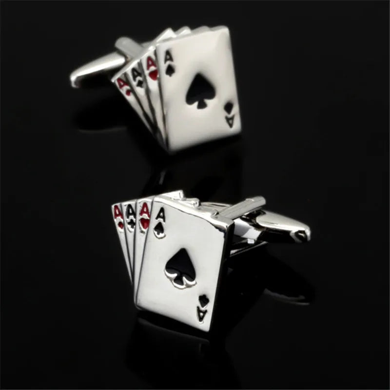 Men's Wear Cufflinks Set - 3 Pairs Playing Card Style