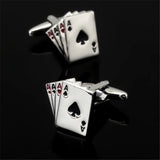 Men's Wear Cufflinks Set - 3 Pairs Playing Card Style