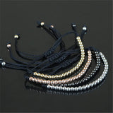 24k 4mm Copper Beads Men Women Macrame Bracelet Charm