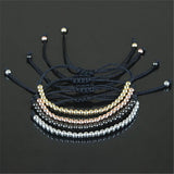 24k 4mm Copper Beads Men Women Macrame Bracelet Charm