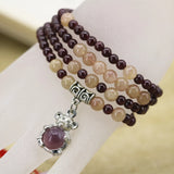 Garnet Round Beads Strand Bracelet Sunstone Mouse Pendant Jewelry