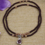 Garnet Round Beads Strand Bracelet Sunstone Mouse Pendant Jewelry